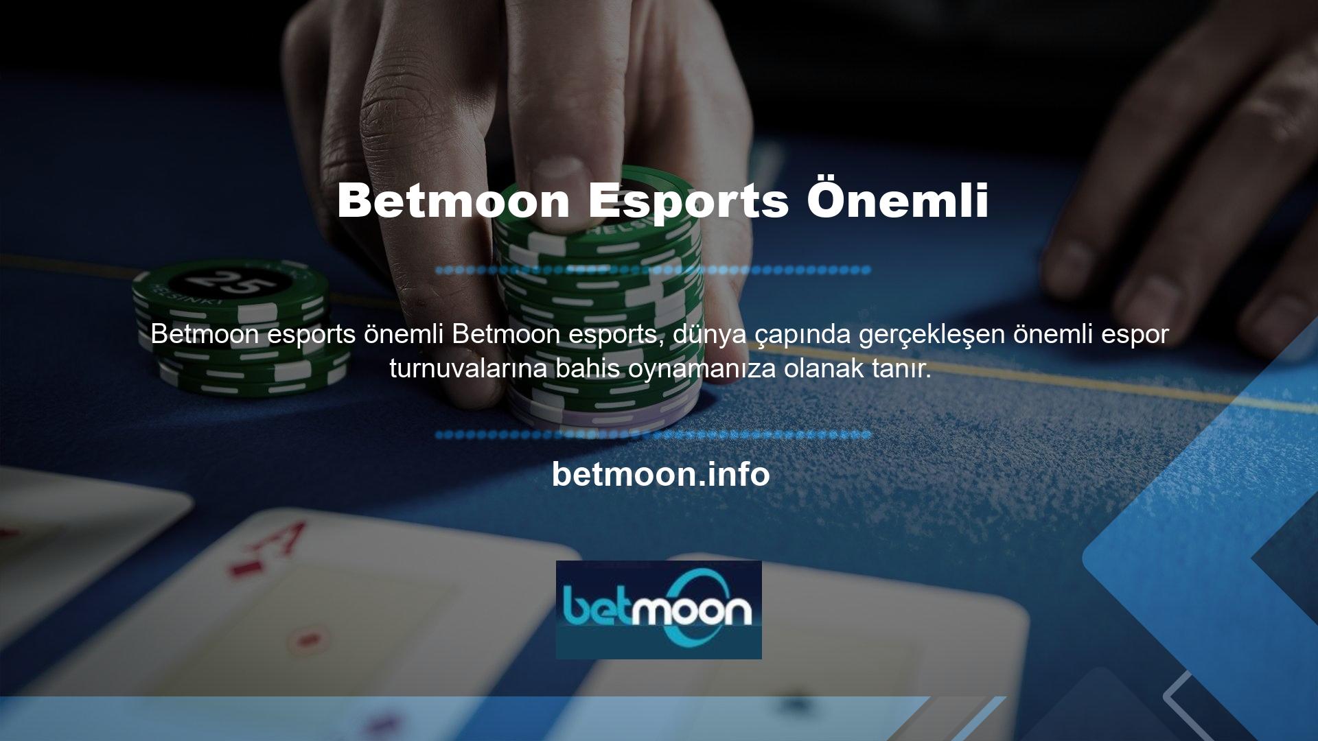 Betmoon aynı zamanda e-spor sektöründe de yüksek oranları ve güvenilirliğiyle tanınan bir öncüdür
